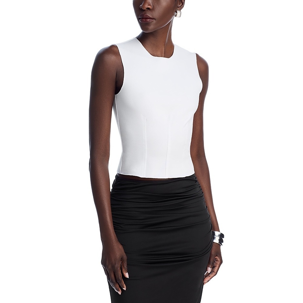 AQUA White Sleeveless Corset Top Fitted Waist Modern Style Size S‎